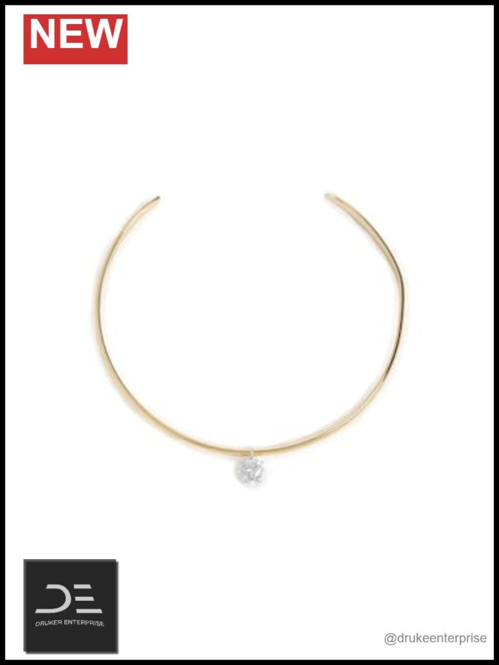 Gold Plated Cubic Zirconia Malleable Cuff Necklace 14k
